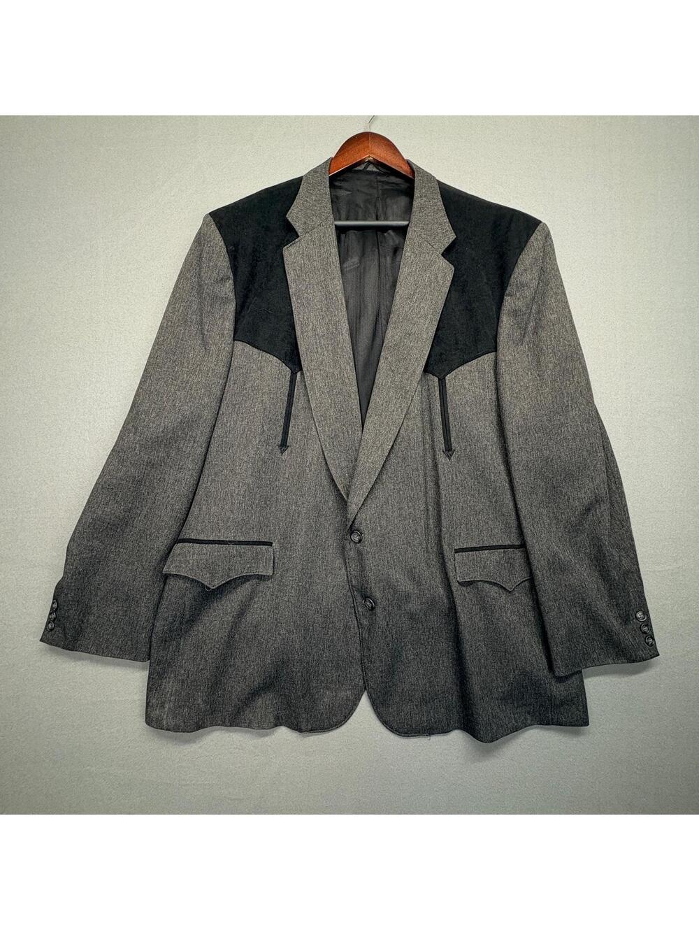 Vintage Circle S Western Style Blazer Jacket Gray and Black Size 54L